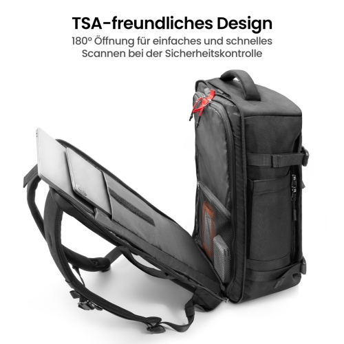 tomtoc NAVIGATOR-T66 40L TRAVEL LAPTOP BACKPACK BLACK T66M1D1 borsa/custodia nero