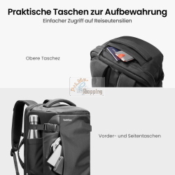 tomtoc NAVIGATOR-T66 40L TRAVEL LAPTOP BACKPACK BLACK T66M1D1 borsa/custodia nero