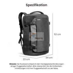 tomtoc NAVIGATOR-T66 40L TRAVEL LAPTOP BACKPACK BLACK T66M1D1 borsa/custodia nero