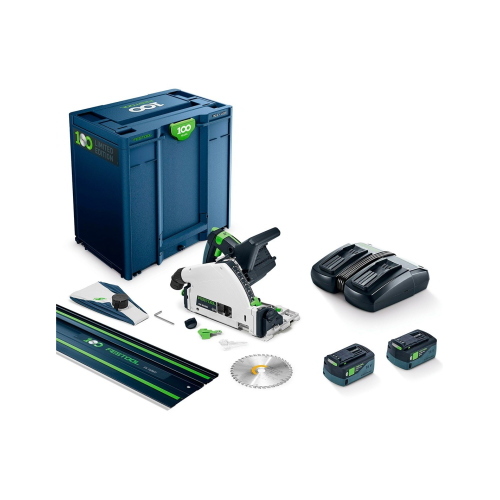 Sega da incisione FESTOOL TSC 55 KEBI-Plus/XL-FS 100Y (2 x 5,0 Ah + TCL6 + Binario guida + SYS3 M 437)