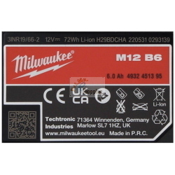 Milwaukee M12B6 Battery 1x6Ah 12V Li-Ion