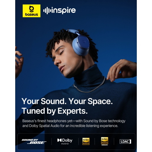 BASEUS INSPIRE XH1 WIRELESS NOISE CANCEL HEADPHONES BLUE MOD. A0203601 EAN 6953156212862