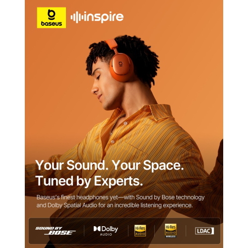 BASEUS INSPIRE XH1 WIRELESS NOISE CANCEL HEADPHONES CORAL MOD. A0203600 EAN 6953156212855