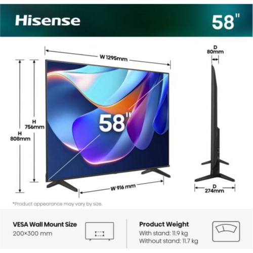 HISENSE 58A6S MOD. 20019245 EAN 6942351430607
