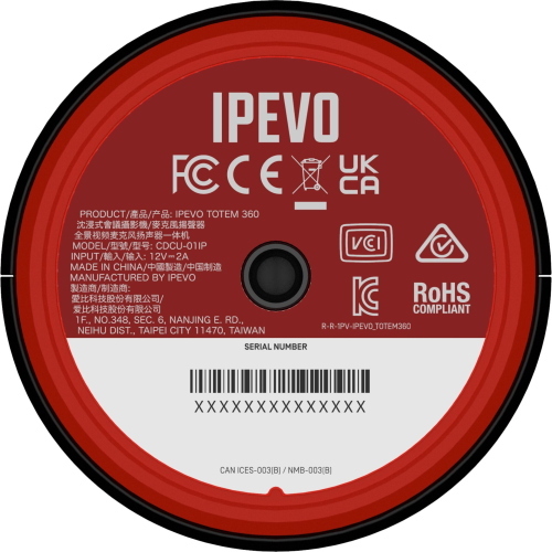 IPEVO TOTEM 360 GRADI 4K TELECAMERA PER VIDEOCONFERENZE MOD. 5-906-2-08-00 EAN 4712098412110