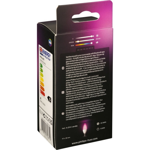 PHILIPS HUE LED A CANDELA E14 BT 5,3W 470LM BIANCO COLOR AMBIANCE MOD. 8719514356627 EAN 8719514356610