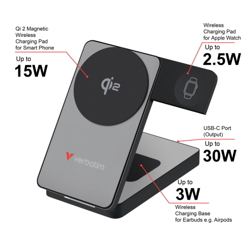 VERBATIM FOLDABLE 3-IN-1 MAGNET. WIRELESS PB 10000MAH WEIÃŸ 32296 MOD. 32296 EAN 0023942322962