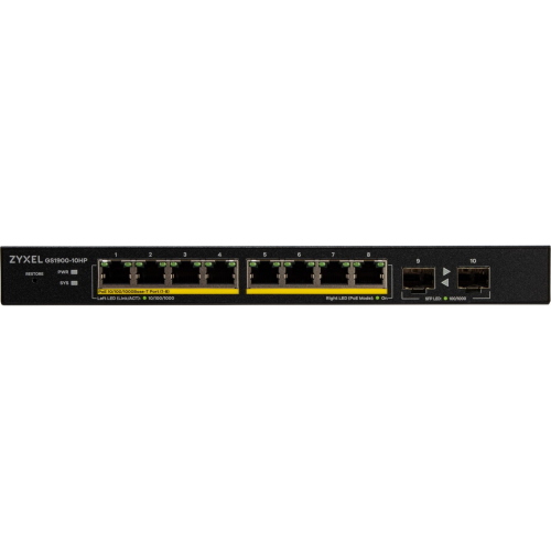 ZYXEL GS1900-10HP 8-PORT SMART SWITCH POE+ (77W) MOD. GS1900-10HP-EU0102FF EAN 4718937621200