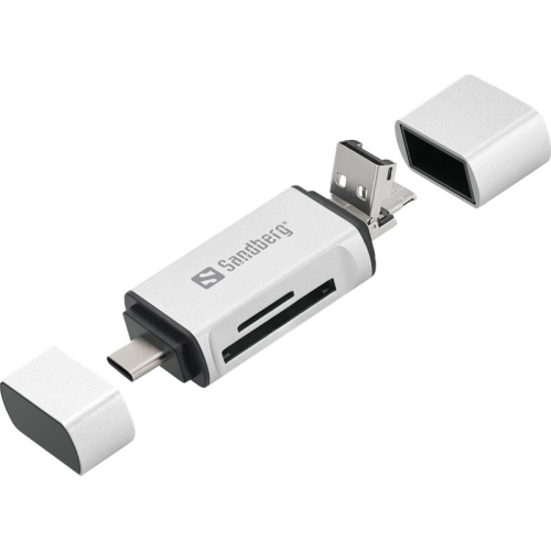 Sandberg Lettore di schede USB-C+USB+MicroUSB Argento (136-28)