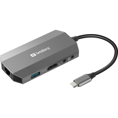 Sandberg Docking station USB-C 6in1 Travel Grigio (136-33) 3,5 mm 100 W