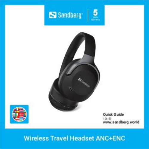 Sandberg Cuffie da viaggio wireless ANC+ENC nero (126-53)