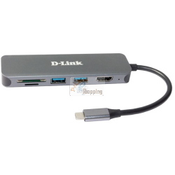 D-Link DUB-2327 Hub USB-C 6-in-1 HDMI/lettore di schede/porta di ricarica grigio