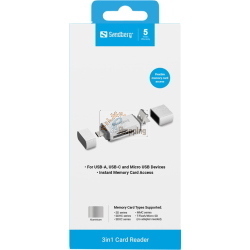 Sandberg Lettore di schede USB-C+USB+MicroUSB Argento (136-28)