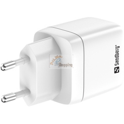 Sandberg Adattatore di ricarica rapida 2 in 1 USB-C/A da 35 W Bianco (441-52) 60 g