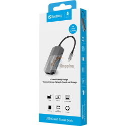 Sandberg Docking station USB-C 6in1 Travel Grigio (136-33) 3,5 mm 100 W