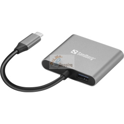 Sandberg Docking station USB-C, 2xHDMI+USB+PD Grigio (136-44) 100 W