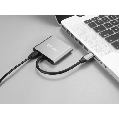 Sandberg Docking station USB-C, 2xHDMI+USB+PD Grigio (136-44) 100 W