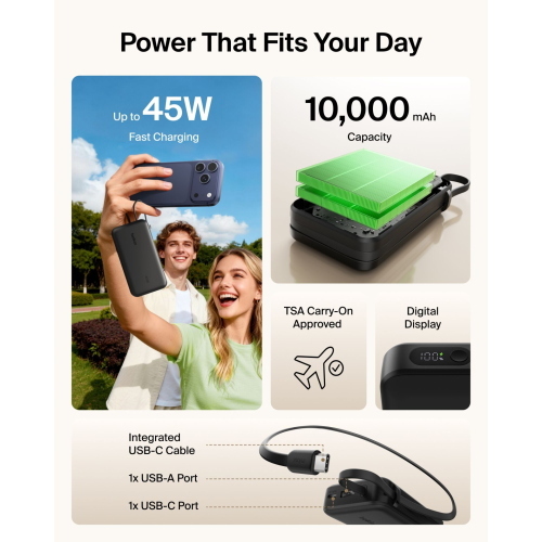 BELKIN BOOSTCHARGE POWERBK. PD45 10000MAH,USB-A/C SCHW.BPB035HQBK MOD. BPB035HQBK EAN 0745883933792
