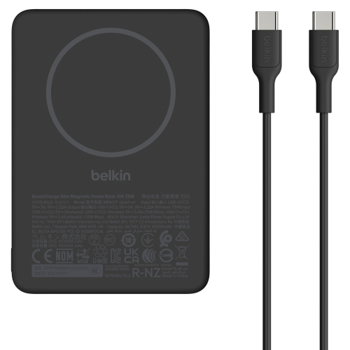 BELKIN BOOSTCHARGE SLIM 10000MAH MAG.PB/7.5W QI2 BLACK BPD017HQBK MOD. BPD017HQBK EAN 0745883953394