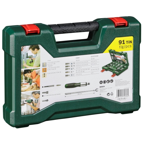 BOSCH TRAPANO V-LINE TITANIUM + SET DI PUNTE 91 PZ. MOD. 2607017195 EAN 3165140726962