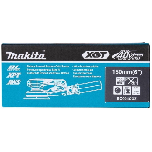 Makita BO004CGZ levigatrice rotorbitale cordless 150 mm 6000-10000 opm 40V XGT Li-Ion