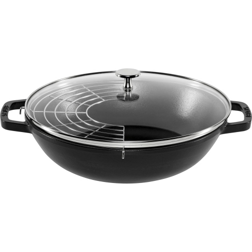 STAUB WOK 30 CM NERO CON COPERCHIO IN GHISA MOD. 1004706 EAN 3272340018626