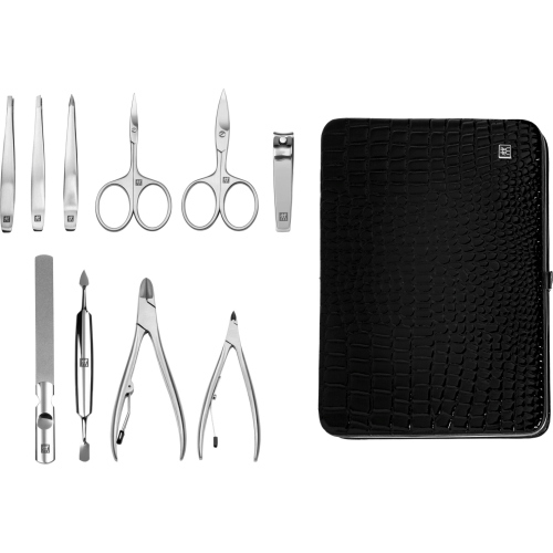 ZWILLING SET MANICURE PEDICURE 10 PEZZI PELLE NERA MOD. 97509-004-0 EAN 4009839306839