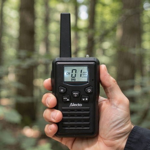 ALECTO SET 2 WALKIE TALKIE PORTATA 10 KM NERO MOD. FR200BK EAN 8711902102489