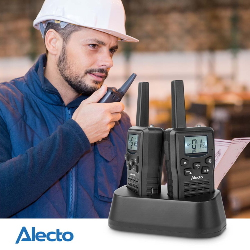 ALECTO SET 2 WALKIE TALKIE PORTATA 10 KM NERO MOD. FR200BK EAN 8711902102489