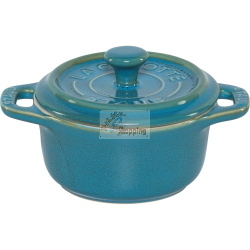 STAUB SET 4 MINI COCOTTE ROTONDE CERAMICA TURCHESE ANTICO MOD. 1008678 EAN 3272340049965