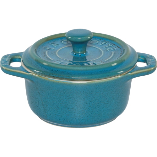 STAUB SET 4 MINI COCOTTE ROTONDE CERAMICA TURCHESE ANTICO MOD. 1008678 EAN 3272340049965