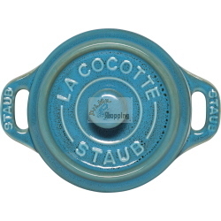 STAUB SET 4 MINI COCOTTE ROTONDE CERAMICA TURCHESE ANTICO MOD. 1008678 EAN 3272340049965