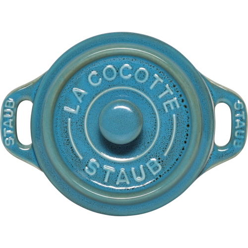 STAUB SET 4 MINI COCOTTE ROTONDE CERAMICA TURCHESE ANTICO MOD. 1008678 EAN 3272340049965