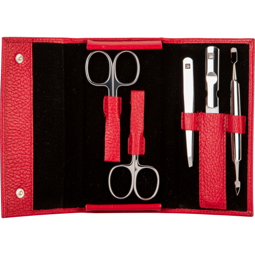 ZWILLING SET MANICURE PEDICURE 5 PEZZI PELLE ROSSA MOD. 97438-003-0 EAN 4009839493812