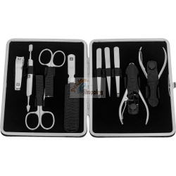 ZWILLING SET MANICURE PEDICURE 10 PEZZI PELLE NERA MOD. 97509-004-0 EAN 4009839306839