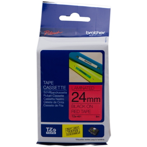 Brother TZe-451 nastro laminato nero su rosso