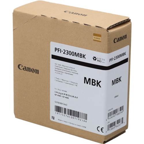 Canon PFI-2300mbk Nero (opaco) cartuccia d'inchiostro originale (5276C001) 330ml 330 ml