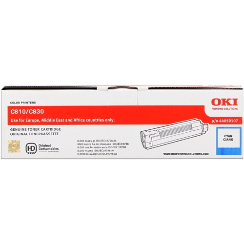 OKI 44059107 ciano toner originale 640 g 110 mm