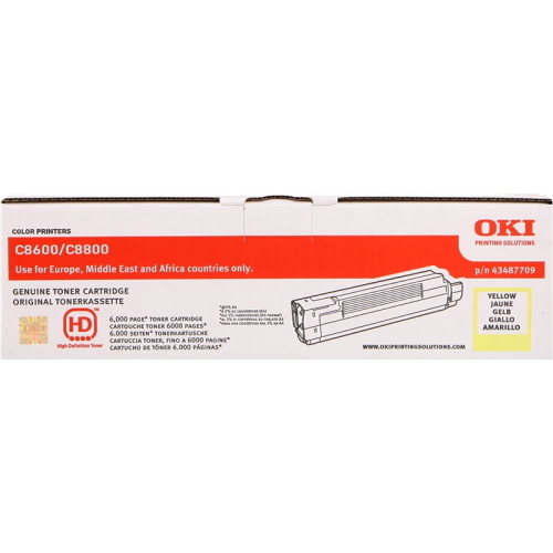 OKI 43487709 giallo toner originale 720 g 110 mm