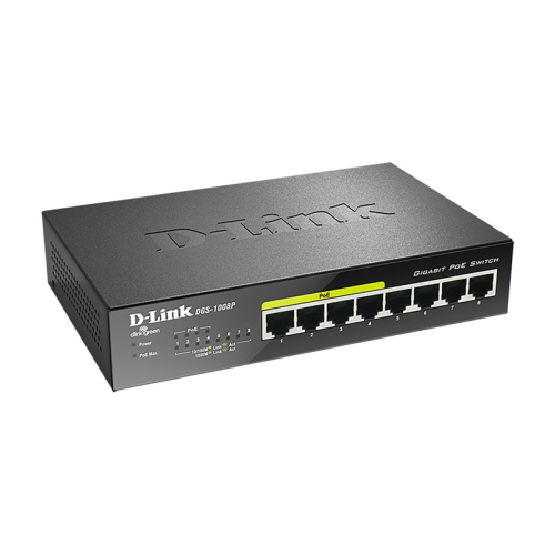 D-Link DGS-1008P switch Gigabit PoE 8 porte nero