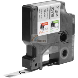 DYMO Rhino nastro poliestere permanente 12 mm nero su argento