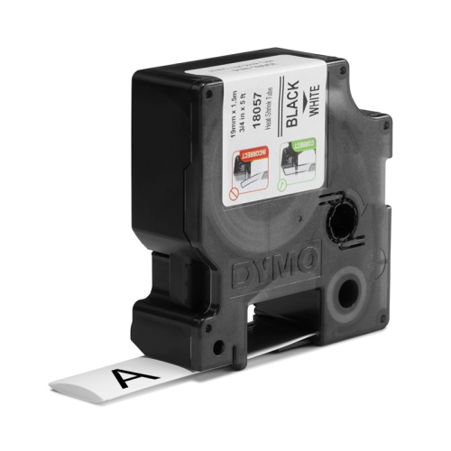 DYMO Rhino 18057 guaina termorestringente 19 mm x 1,5 m nero su bianco