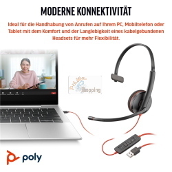 HP Poly Blackwire cuffie USB nere 8X214A6