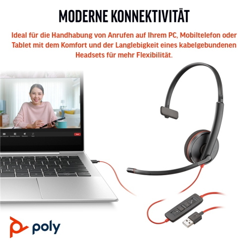 HP Poly Blackwire cuffie USB nere 8X214A6