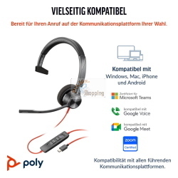 HP Poly Blackwire cuffie USB nere 8X216AA