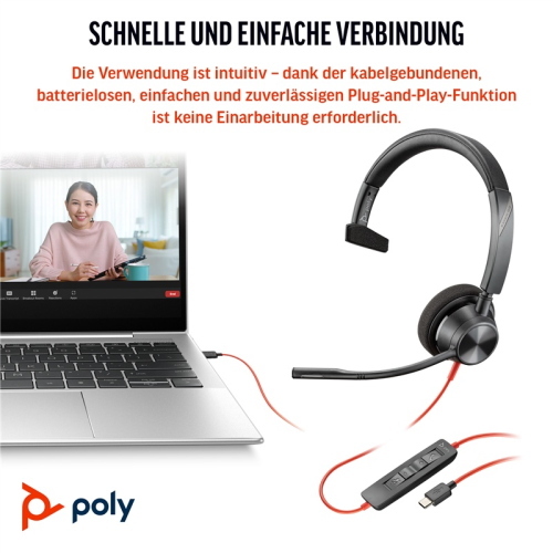 HP Poly Blackwire cuffie USB nere 8X216AA