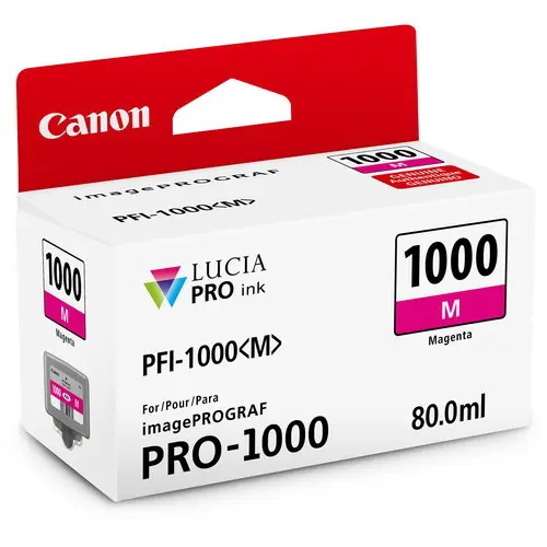 ORIGINALE Canon Cartuccia d'inchiostro magenta PFI-1000m 0548C001 ~5885 Pagine 80ml mod.  PFI-1000m 0548C001 EAN 4549292046403