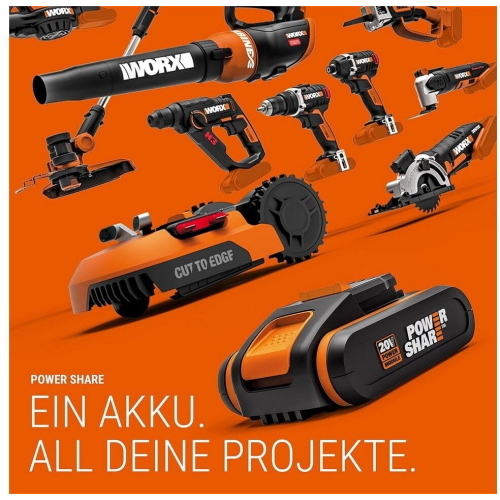 Worx WX843.9 - Pistola sparachiodi a batteria 20 V, solo corpo