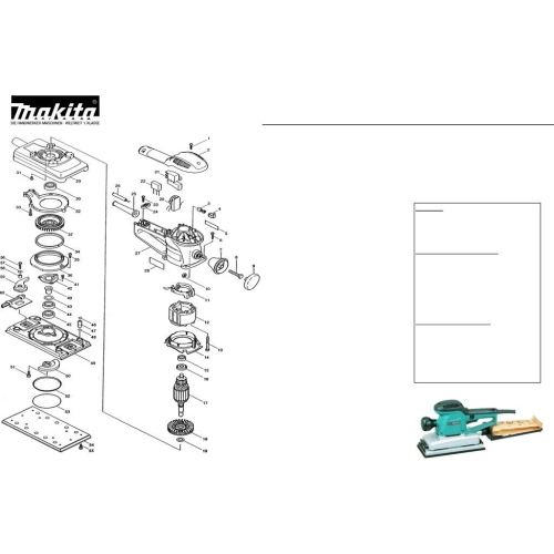 Makita BO4900VJ - Levigatrice orbitale 330 W, 115 x 280 mm, con Makpac 2