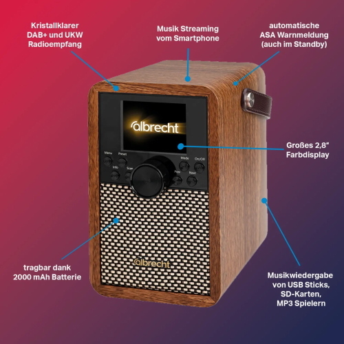 Albrecht DR 710 - Radio portatile DAB+ e FM con ASA e batteria - Cod. produttore: DR 710